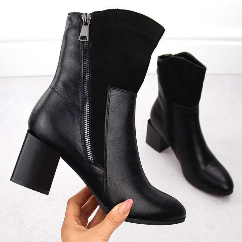 Bottes isolées à talons hauts pour femmes, noires Jezzi ASA217-9 le noir 1