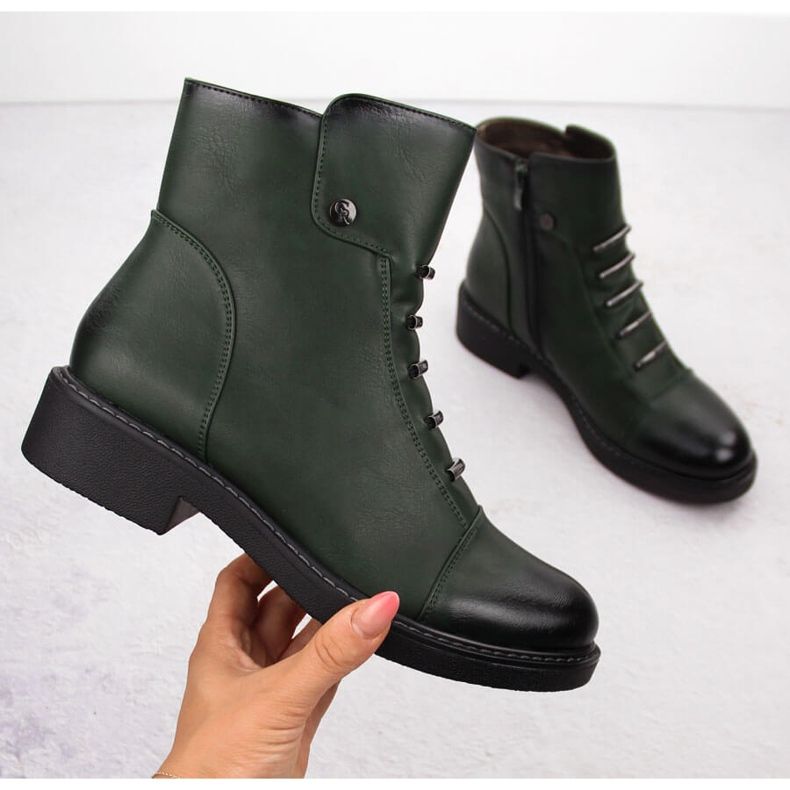 Bottines isolées vertes pour femmes Jezzi ASA252-5 1
