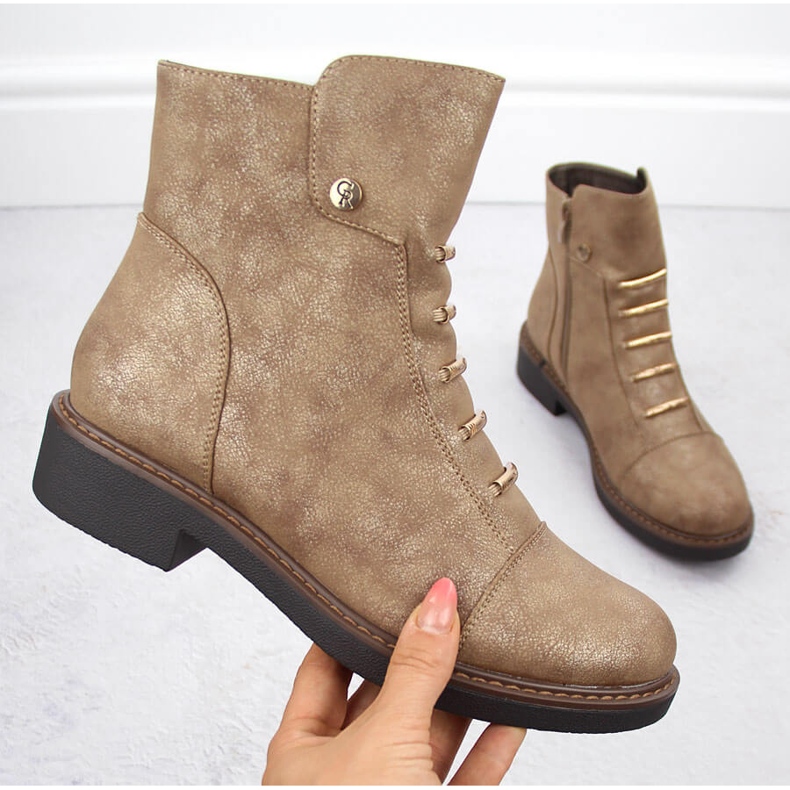 Bottines isolées dorées pour femmes Jezzi ASA252-5 1