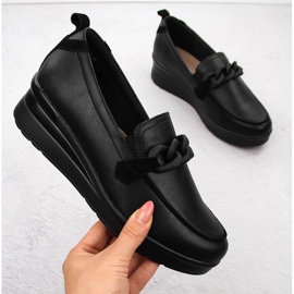 Chaussures en cuir pour femmes avec chaîne, noires Sergio Leone PB231-S 1