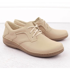 Chaussures confortables en cuir beige pour femmes Helios 715 2