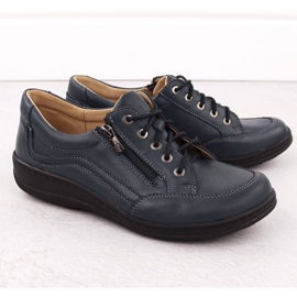 Chaussures confortables en cuir pour femmes, bleu marine Helios 411 2