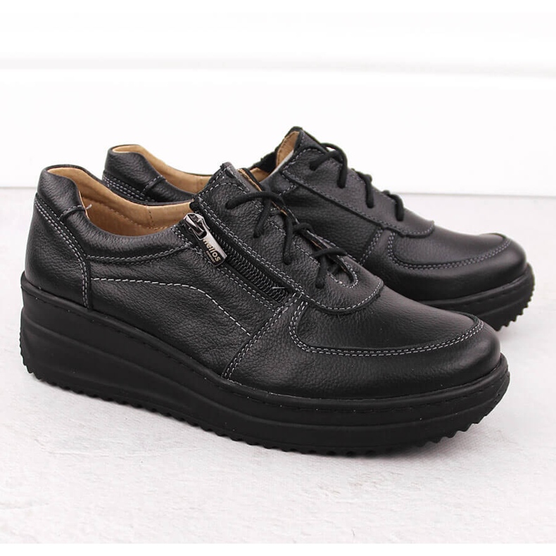 Chaussures femme confortables en cuir noir Helios 419 le noir 2