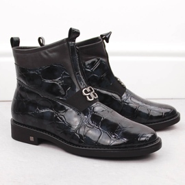 Bottines en cuir verni pour femmes, noires, Potocki 12544 2