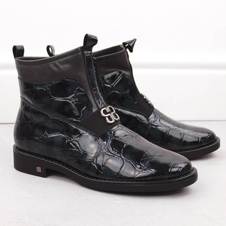 Bottines en cuir verni pour femmes, noires, Potocki 12544 2