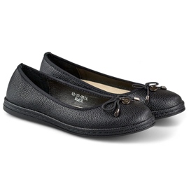 Ballerines noires pour femmes avec semelle intérieure en cuir, chaussures pour femmes confortables le noir 1