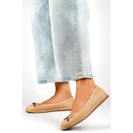 Ballerines femme beiges avec semelle intérieure en cuir, chaussures femme confortables 4