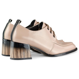 Bottines beige laquées sur talon rouge, chaussures femme élégantes 1