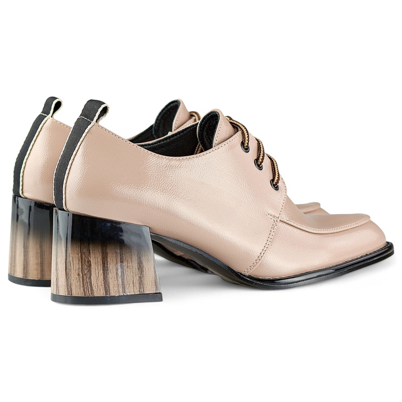 Bottines beige laquées sur talon rouge, chaussures femme élégantes 1