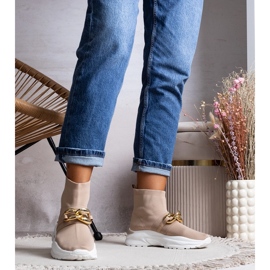 Baskets marron avec chaîne Taryn beige 1