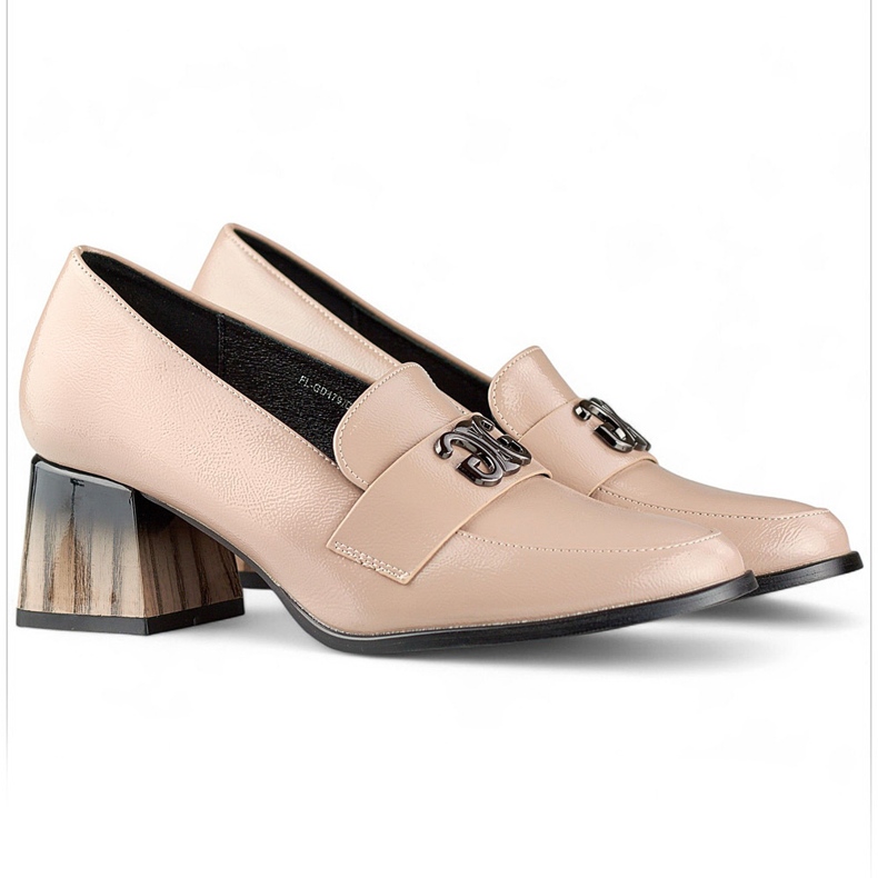 Escarpins à talons hauts pour femmes en cuir verni beige, chaussures pour femmes 1 Escarpins à talons hauts pour femmes en cuir verni beige, chaussures pour femmes 1
