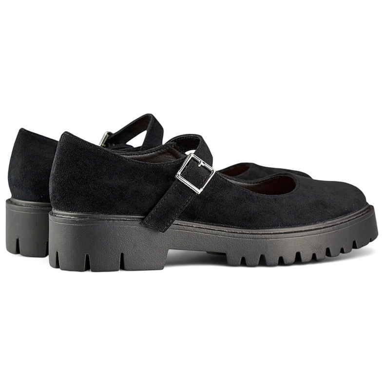 Chaussures femme en daim noir à fermeture à boucle le noir 1