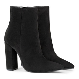 Bottines pointues noires pour femme à talon haut 1
