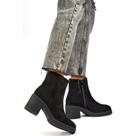 Bottines classiques noires pour femmes avec un talon confortable, bottines pour femmes en daim le noir 5