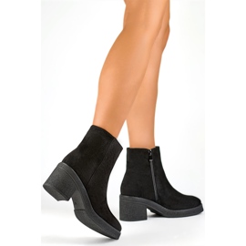Bottines classiques noires pour femmes avec un talon confortable, bottines pour femmes en daim le noir 7