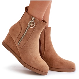 Bottines compensées isolées avec fermeture éclair décorative, Eco Suede Camel Leretha brun 11
