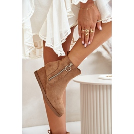 Bottines compensées isolées avec fermeture éclair décorative, Eco Suede Camel Leretha brun 4