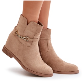 Bottines pour femmes avec coin caché en suède écologique, beige Ofcorna 9