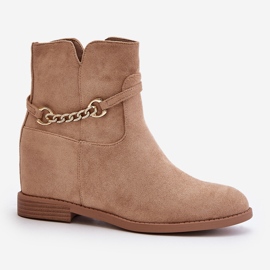 Bottines pour femmes avec coin caché en suède écologique, beige Ofcorna 4