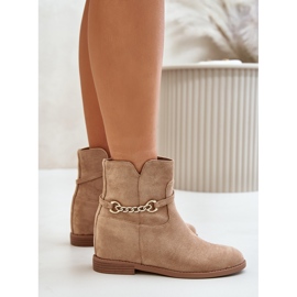 Bottines pour femmes avec coin caché en suède écologique, beige Ofcorna 5