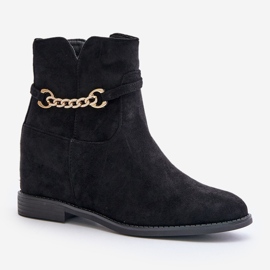 Bottines pour femmes avec coin caché en suède écologique, noir Ofcorna le noir 5