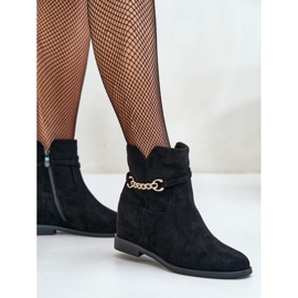Bottines pour femmes avec coin caché en suède écologique, noir Ofcorna le noir 4