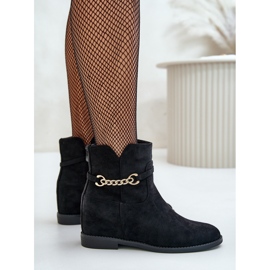 Bottines pour femmes avec coin caché en suède écologique, noir Ofcorna le noir 7
