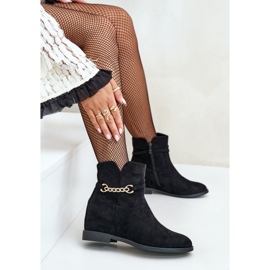 Bottines pour femmes avec coin caché en suède écologique, noir Ofcorna le noir 9