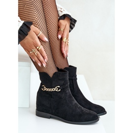 Bottines pour femmes avec coin caché en suède écologique, noir Ofcorna le noir 10