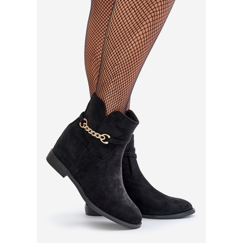 Bottines pour femmes avec coin caché en suède écologique, noir Ofcorna le noir 1