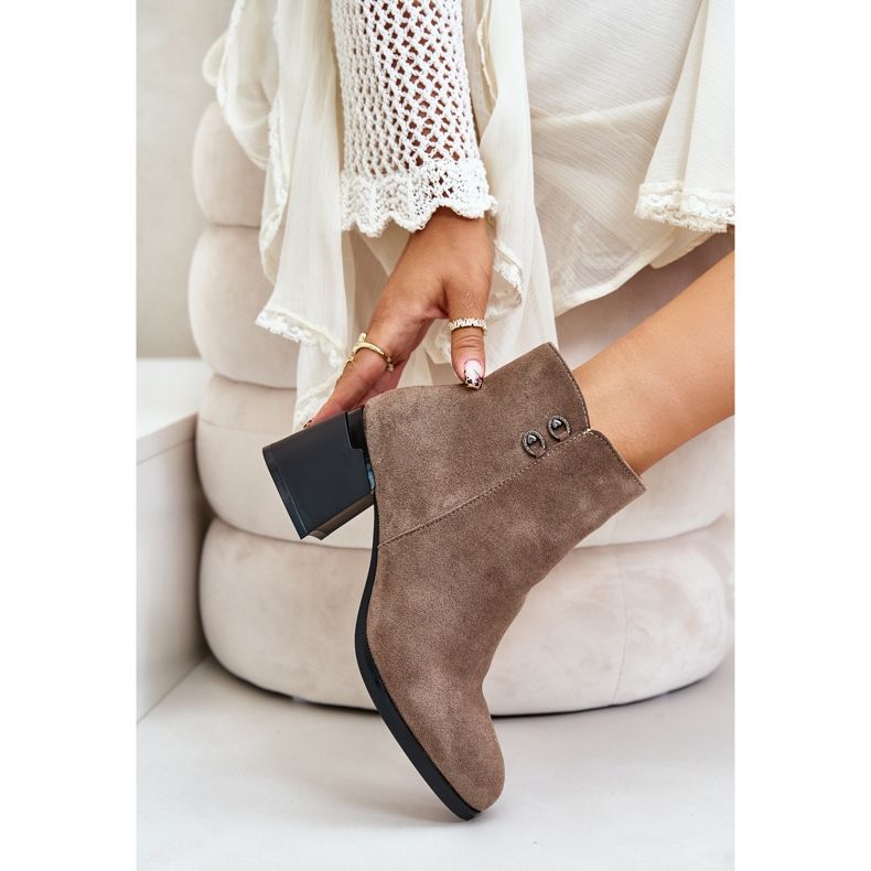 Bottines à talons hauts pour femmes fermées par une fermeture éclair, beige foncé par Tinamar 2