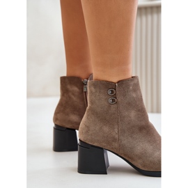 Bottines à talons hauts pour femmes fermées par une fermeture éclair, beige foncé par Tinamar 7