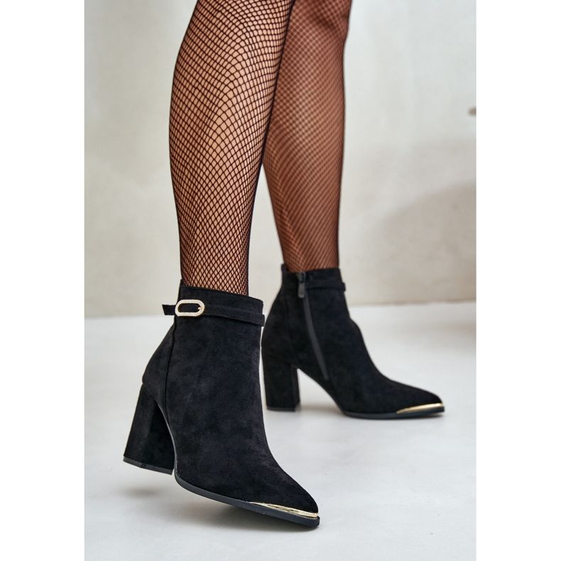 Bottines femme isolées à bout pointu sur talon haut, Noir Laoreina le noir 2