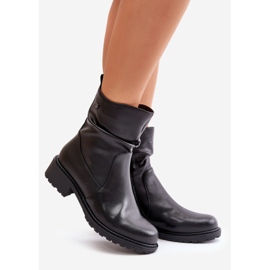 Bottines chaudes en cuir avec rides pour femme, noir Vinceza 66714 le noir 1