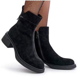 Bottes isolées pour femmes en daim naturel avec fermeture éclair, noir Vinceza 66696 le noir 11