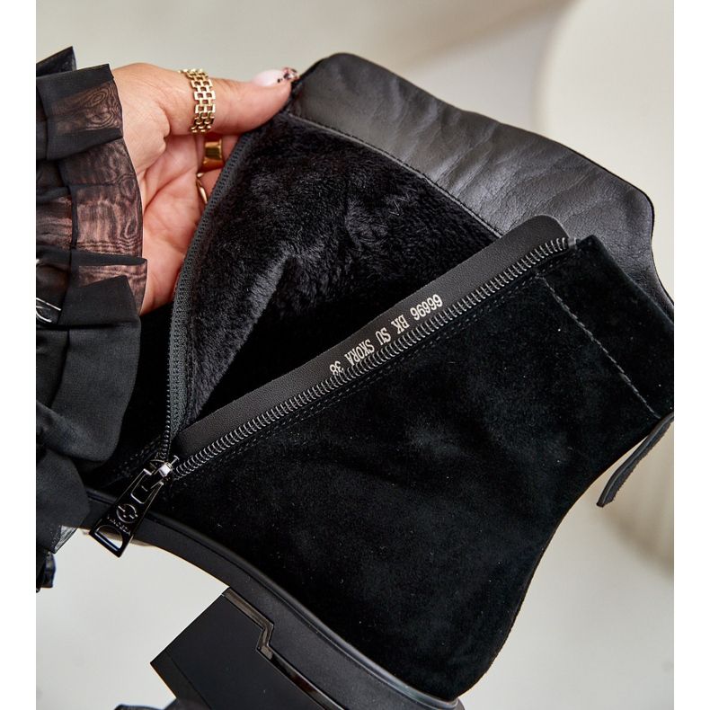 Bottes isolées pour femmes en daim naturel avec fermeture éclair, noir Vinceza 66696 2