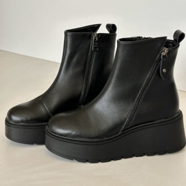 Bottes Femme Isolées Sur Compensée Et Plateforme, Cuir Naturel, Noir Vinceza 58340 2