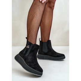 Bottes à enfiler pour femmes sur la plateforme avec une épingle, éco-daim, noir Ciatheia 2