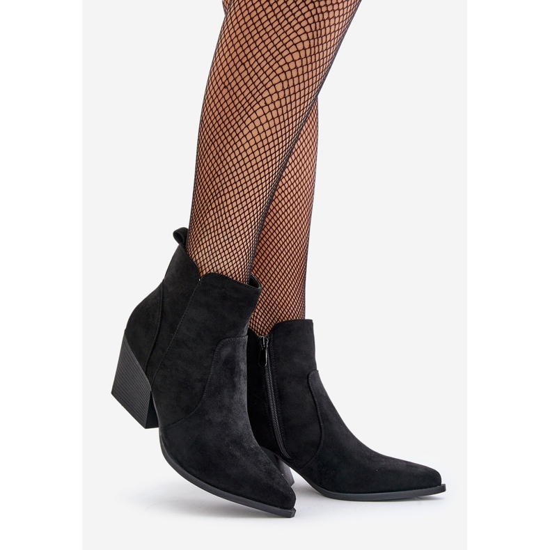 Bottes de cowboy isolées en suède écologique avec fermeture éclair, noir Virtris 1