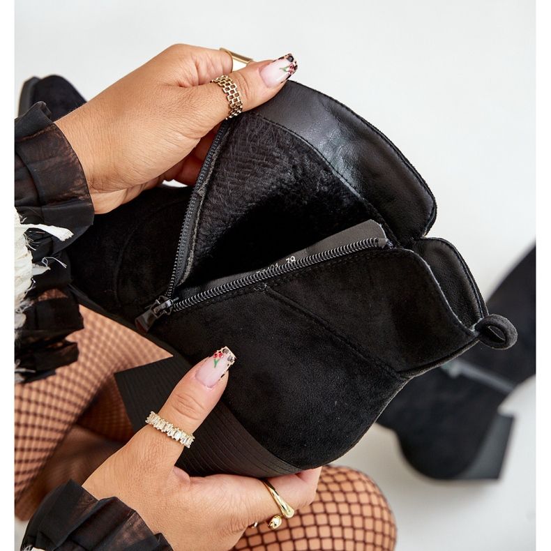 Bottes de cowboy isolées en suède écologique avec fermeture éclair, noir Virtris 2