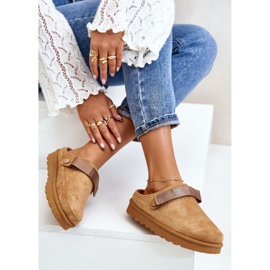 Tongs Fourrées Fourrées Pour Femme Sur Plateforme Camel Azida brun 6