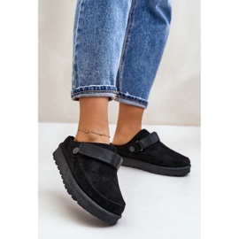 Tongs fourrées pour femme sur la plateforme Azida Noir 2