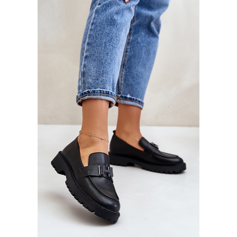Mocassins en cuir pour femmes Vinceza 62187 Noir le noir 2