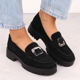 Mocassins femme avec décoration, daim noir Potocki 12420 le noir 6
