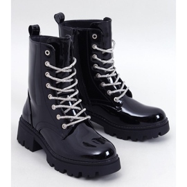 Bottines bovver laquées Quanes Mirror le noir 1