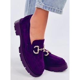 Karins Mocassins en daim violet avec boucle 3