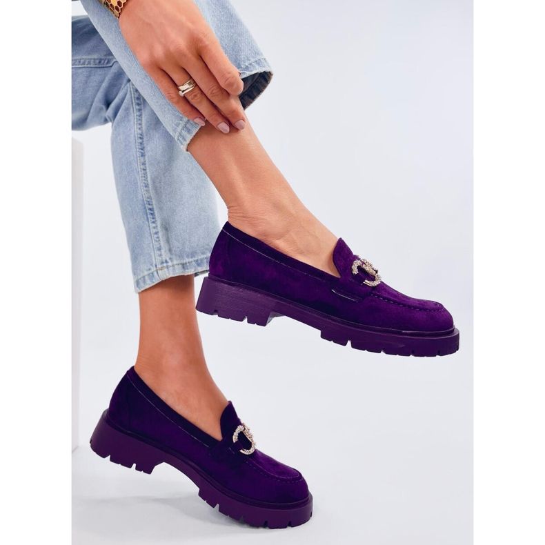 Karins Mocassins en daim violet avec boucle 2