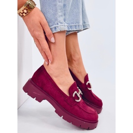 Karins Mocassins à boucle en daim bordeaux rouge 3
