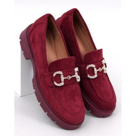 Karins Mocassins à boucle en daim bordeaux rouge 5