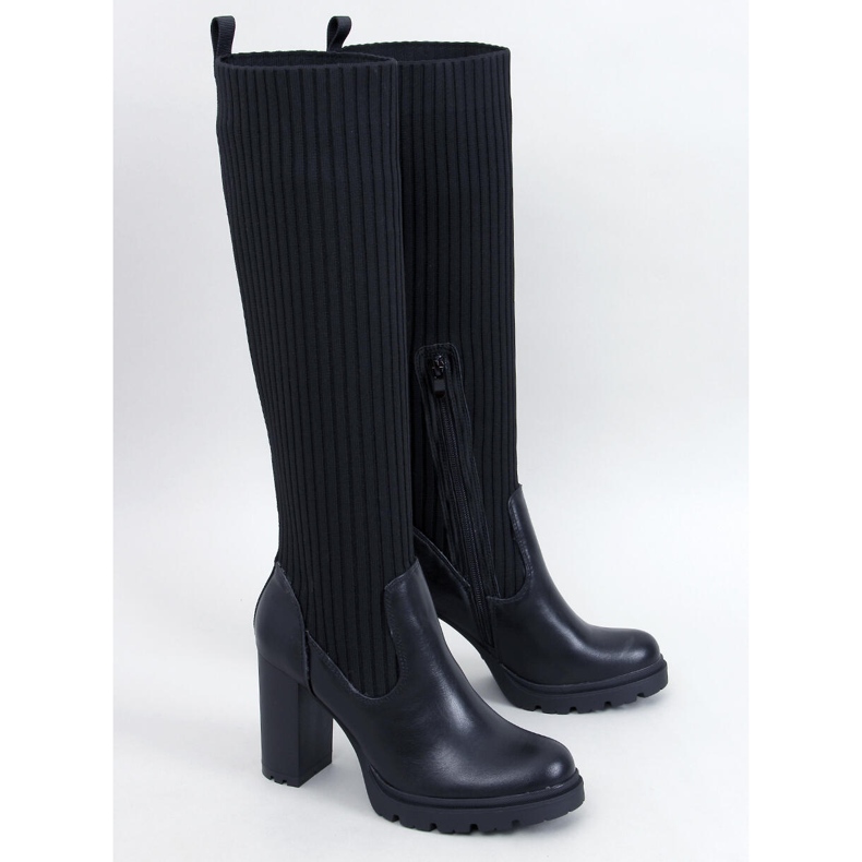 Jaida Bottines noires à talons hauts avec tige élastique le noir 1